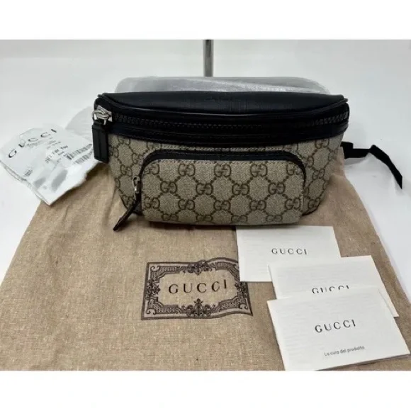 Gucci GG supreme monogram Canvas front pocket Fanny pack shoulder Belt bag - Picture 3 of 7